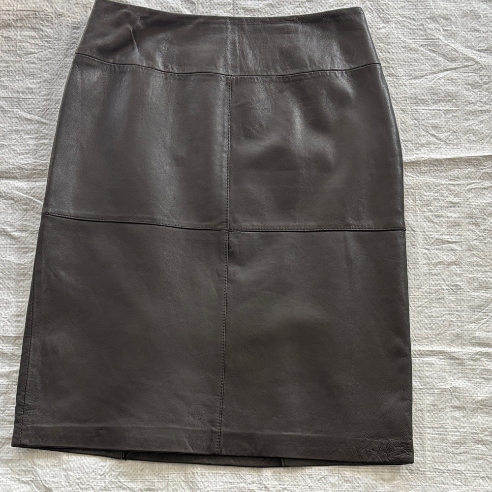 Jaclyn Smith Dark Brown 100% Leather Pencil Skirt